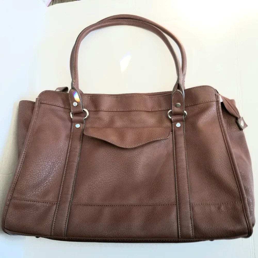 Brown faux leather Merona laptop bag